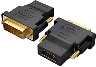 CableCreation DVI HDMI Adapter, [2-Pack] Bidirektionaler DVI-Stecker auf HDMI-Buchse Konverter Unterstützt 1080P, 3D, HDMI zu DVI Adapter für PS3/PS4, TV-Box, Blu-ray, Projektor, HDTV usw. Schwarz
