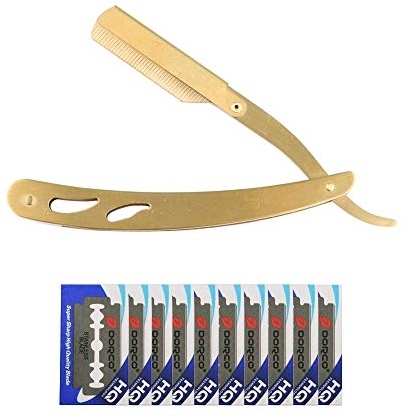 CESFONJER Bart Rasiermesser für Herren, Professional Straight Edge Rasiermesser, 100% Edelstahl Folding Vintage Razor, 10 Ersatz Cloud Premium Klinge.