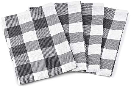 Zestri 4er-Set Geschirrtücher - Made IN EU - 100% Baumwolle - Kariert Geschirrhandtücher Saugstark Anthrazit | 50 x 70 cm
