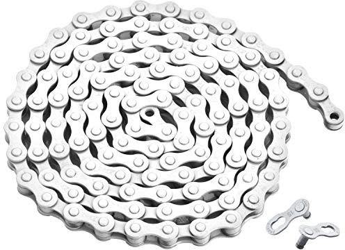 zonkie Single-Speed Bicycle Chain 1/2 x 1/8 Inch 116 Links (White, 1/2 ×1/8 116 links)