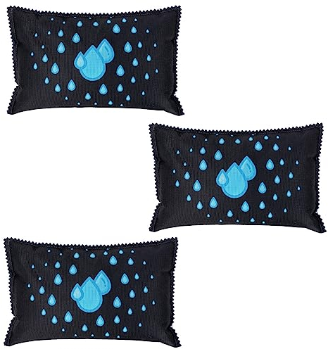 WENKO Feuchtigkeitskiller Auto-Entfeuchter Kissen mit Indikator 3er Set gegen Feuchtigkeit und Gerüche im Innenraum 1000 g Granulat entfeuchtet effektiv für Auto Wohnwagen Boot 23 x 5 x 15 cm Schwarz