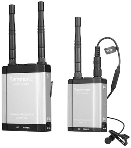 Vlink2 Kit 1 Kabelloses 2,4 GHz Lavalier-Mikrofonsystem mit IFB Talkback, Zweikanal-Kamera-Mount-Empfänger, DK3 Lav, wasser-/schlagfestes Hartschalenkoffer und mehr