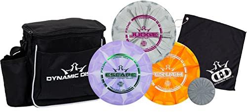 Dynamic Discs 3-Disc Golf Set with Bag | 1x Putter, Midrange & Driver + Cadet Shoulder Bag | Frisbee Golf Discs Set | Great for Beginners | Ideal Gifts & Accessories for Men w/Towel & Mini (Black)