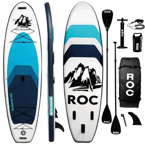 Roc Paddle Boards 10 ft 6 in Inflatable SUP, 350lbs Weight Capacity, Wide Stable Design, Premium Accessories, 3 YEAR WARRANTY, USA Owned Brand, Royal
