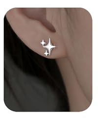 Hypoallergenic Silver Star Stud Earrings for Women Teen Girls Trendy Gifts