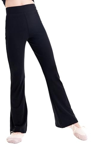 Daydance Black Girls Jazz Pants Modal Flare Leggings for Ballet, Dance, Yoga, Gymnastics, Exercisse and Workout
