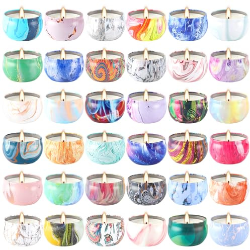 WPONSZU 36 Pack Scented Candles Gift Set for Woman, Jar Candle, 2.5 oz Soy Wax Tin Candle-Ideal Gift for Travel Home Décor
