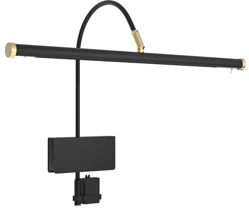Cocoweb 19 LED Grand Piano Light in Black with Brass Accents with Dimmer Clip