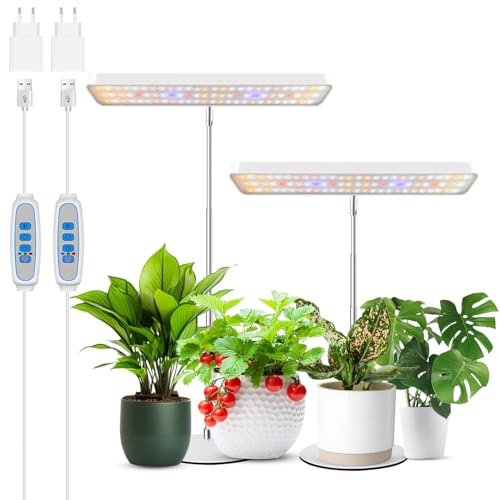 Wiaxulay Pflanzenlampe LED, Vollspektrum Wachstumslampen für Pflanzen, Pflanzenlicht für Zimmerpflanzen, Höhenverstellbares Grow Light mit Auto Timer 6/12/16Hrs, 3 Lichter Modi und 5 Helligkeit