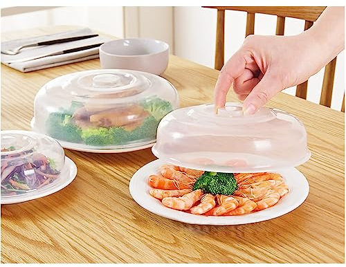 HAOHIZE Couvercle pour micro-ondes, couvercle anti-éclaboussures pour micro-ondes, matériau PP transparent, conception de protection des aliments, couvercle anti-éclaboussures (Moyen 17 cm)
