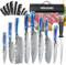 MDHAND Set de Couteaux de Cuisine, 8 pièces couteau cuisine professionnelle avec étui à roulettes, acier inoxydable à haute teneur en carbone extrêmement tranchant Ensemble de couteaux de cuisine