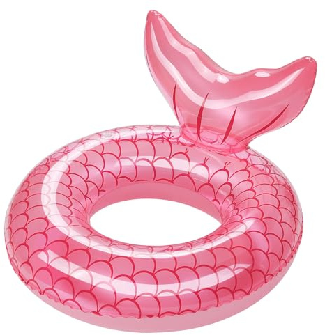 HeySplash Anello da Nuoto a Forma di Coda di Sirena, Gonfiabile Galleggiante in PVC con Valvola Gonfiabile, Anello da Nuoto per Adulti e Bambini Estate Festa Mare Piscina Giochi Sapiaggia, Oro Rosa