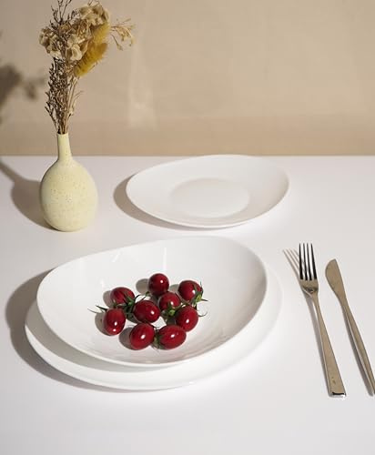 Today Home, Servizio da tavola Ovale con 6 Piatti Piani, 6 Fondi e 6 da Dessert (18 Pezzi), Pura Luce, Vetro, Bianco