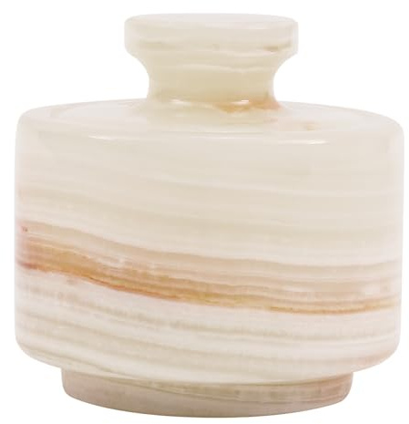 MARBLOUS KRAFTS Saltkällare i marmor med lock, vit onyx 7,6 cm | Saltbehållare för bänkskiva, salthållare, rymmer 3,5 oz, sockerskål och kryddlåda, köksbänk och heminredning