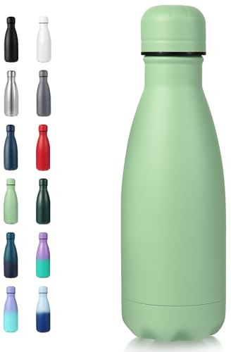 Volhoply 350ml kleine Wasserflasche Edelstahl, BPA-freie isolierte Wasserflaschen, Doppelwand Cola Form Flasche, hält kalt 24 Stunden und heiß 12 Stunden für Kinder Handtasche (Grün,1)