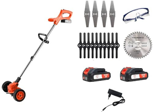 Desbrozadora Bateria con Ruedas, Recortabordes Eléctrico y Cortadora de Bordes 2 en 1,Cortabordes para Exterior