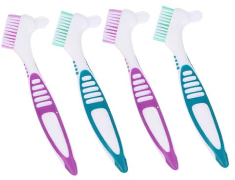Hemobllo 4pièces Lot De Brosses Nettoyage Dentures à Poils Doux Ergonomique Antidérapant Pour Prothèses Dentaires Maintien Hygiène Buccale