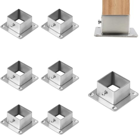 8 stycken skruvhylsor för 25 x 25 mm fyrkantsstolpar, stolhållare, skruva fast bottenplatta, ankare för staket, uteplats och räckesstöd