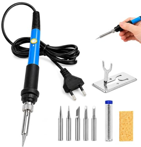 Soldador de Estaño 60W, 9 PCS Kit Soldadura Estaño con 5 Puntas