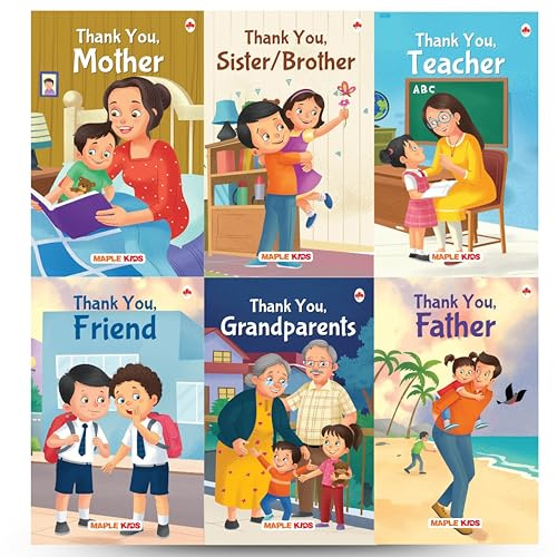 Story Books for Kids (Set of 6 Books) - Thank You - Mother, Father, Grandparents, Sister/Brother, Teacher, Friend - Read Aloud to Infants, Toddlers - Age 2+