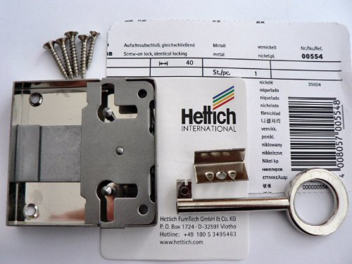 Hettich Aufschraubschloß rechts / links und für Schublade verwendbar Dornmaß: 40mm