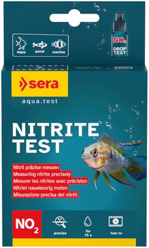 sera Nitrite Test 15ml | Misura livello di nitriti per rilevare picchi tossici e proteggere pesci e invertebrati | Kit analisi acqua con cuvetta, siringa, scheda di valutazione |per Acquari e Laghetti