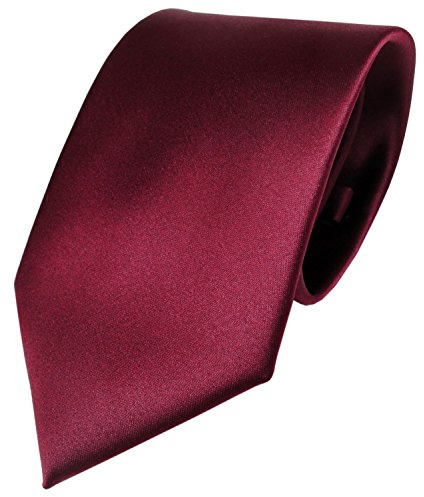 TigerTie Herren Krawatte – Klassische 8 cm Satin-Krawatte in rot bordeaux einfarbigem Design, ideal für Geschäftstermine, festliche Anlässe und die Freizeit