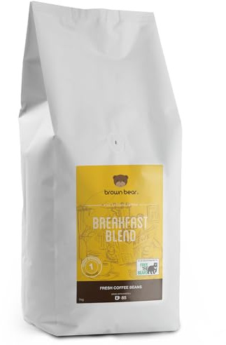Light Roast Coffee Beans 1kg - Brown Bear Breakfast Blend - Suitable For All Coffee Machines - Donation to Free The Bears