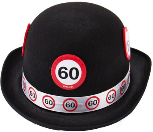 Folat Traffic Sign 60th Black Bowler Hat