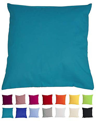 beties Basic Kissenbezug ca. 80x80 cm Kissenhülle 100% Baumwolle in vielen fröhlichen Uni-Farben (Petrol)