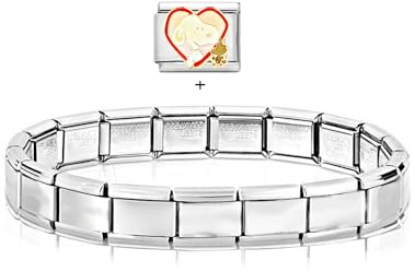 AKKi jewelry Glieder Armband Classic 2 er Set Angebot - in Edelstahl Italy Italian Charms mit anhänger schmuck composable kompatibel Herz Rot