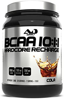 BCAA poudre – BCAA 10:1:1 – Hardcore Recharge – Acides aminés essentiels pour la construction et la récupération musculaire – Enrichi en vitamine B6 – Sans sucre ni aspartame – 300 g (cola)
