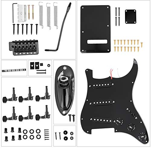 Diy E-Gitarren-Kit, 1 Satz Kunststoff Metall Schwarz Diy Gitarren-Montage-Kit Professionelles Gitarren-Schlagbrett Back Cover Bridge-System FüR St-Style-Gitarren