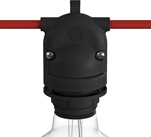 Creative-Cables Portalampada a doppia uscita EIVA-2 per esterno (nero, 105 mm x 60 mm) – Grado di protezione IP65 – Compatibile con sistema MODULAIR