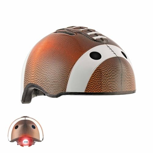 Crazy Safety Casco para Bicicleta Infantil | Casco para Niños 2-7 Años, Ideal para Bicicleta, Skate, Patinete, Patines | Casco de Bicicleta 3D Ajustable 49-55cm (Bola de Fútbol Marrón)