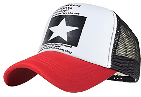 Joligiao Cappellino con Visiera Estivo Ricamato Uomo Trucker cap Berretto da Baseball in Rete con Chiusura a Scatto Regolabile,Rosso