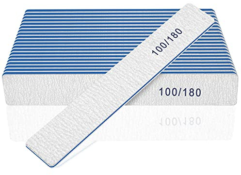 12pcs Nail Files - 100/180 Grit Double Sided Nail Files for Acrylic & Gel Nails