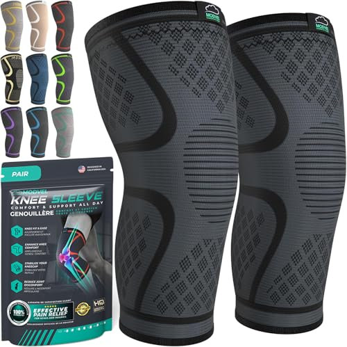 MODVEL Knee Braces for Knee Pain Women & Men - 2 Pack, Running Knee Support, Sports Knee Compression Sleeve, for Joint Pain, Meniscus Tear, Arthritis & Every day use (3XL)