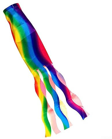 DAZZLEEX Drapeau de manche à air arc-en-ciel 70 cm résistant à la décoloration pour festivals, caravane, camping coloré
