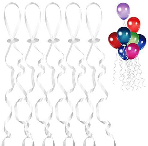 100 Stück Ballonverschlüss mit Schnur, Luftballon Verschluss Premium Ballonverschlüsse mit Schnellverschluss für DIY Weihnachten Geburtstag Hochzeit Party Dekoration Normale Ballons Heliumballons Weiß