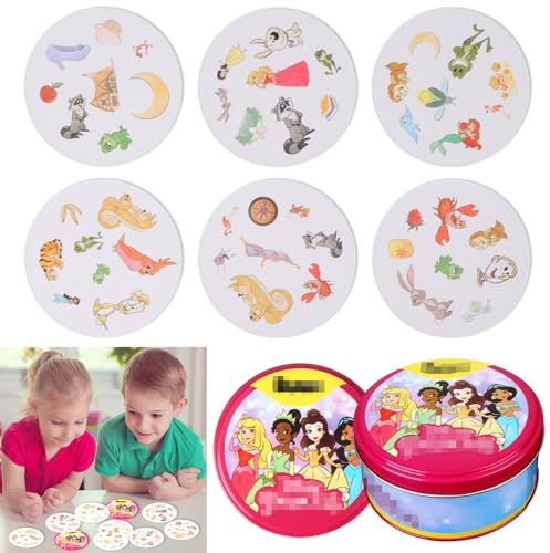 Prinzessinnen Kartenspiel 55pcs - Familienspiel, Kinderpuzzlespiel, Anime Karten für 2-8 Spieler Ab 4 Jahren - Camping Spielzeug Geschenk für Jungen Mädchen (Princess)