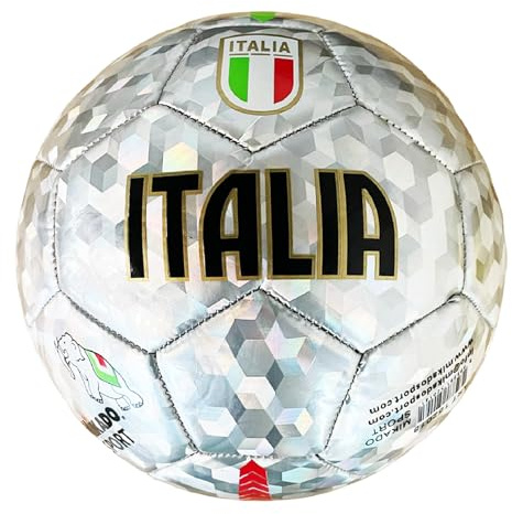 Mikado Sport Pallone da Calcio. Palla da Calcio per Partite o Allenamenti. Modello Italia. (Grigio, 5 - Grande)
