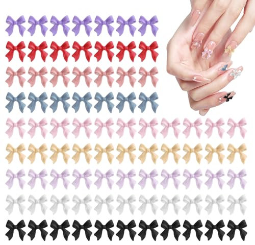 100 ciondoli per nail art 3D colorati decorazioni per nail art con fiocco 3D per unghie acriliche, grazioso fiocco Kawaii, decorazione per unghie