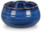 Oairse Blue Ceramic Planter Bowl Decorative Indoor Plant Pot with Textured Stripes, Wide Shallow Ceramic Flower Pot for Indoor/Outdoor, Small Bonsai Pot for Succulents, Cactus or Herbs, 16.5cm x 10cm