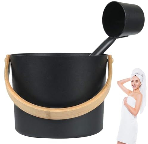 Sauna -Eimer und Kögelset, 7L Aluminium -Sauna -Eimer, Schwarzwassereimer und Kögel Sauna -Kits für Badezimmer, Dampfbäder Saunazubehör