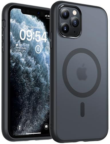 TOCOL für iPhone 11 Pro Max Hülle für Magsafe, Stoßfest Anti-Fingerabdruck Kratzfest Transluzente Rückseite rutschfest Matt Magnetisch Handyhülle für iPhone 11 Pro Max Case, Schwarz