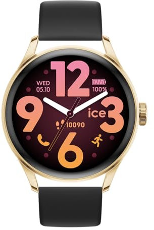 ICE-WATCH - Ice Smart 3.0-1.2 Gold Black AMOLED GPS - Montre connectée Ronde dorée pour Femme avec Bracelet en Silicone - 025106 (1.20 Pouces)