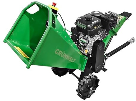 Grünwelt GW-S312E Broyeur à bois avec démarreur électrique Moteur à essence 18 CV