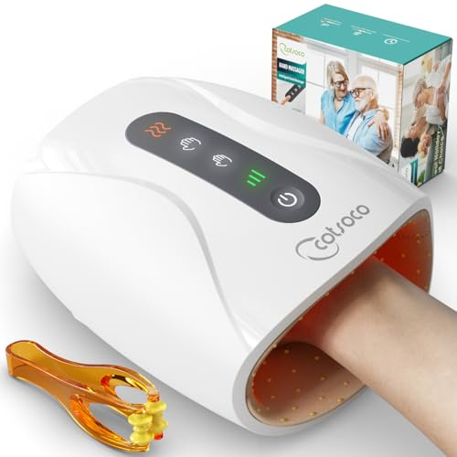 cotsoco Masajeador de mano eléctrico inalámbrico para artritis y túnel carpiano, masajeador terapéutico de 6 niveles con calor y compresión, regalo de cumpleaños para mujeres, marido, regalos para
