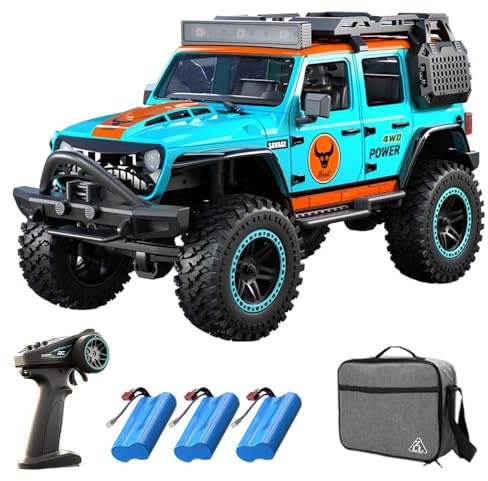 Teeggi 1/20 RC Crawler Vehículo de escalada, Modelo de camión teledirigido 4WD Off-Road All Terrain Vehículo de escalada todoterreno, Motor sin escobillas 2.4Ghz, Baterías (azul)